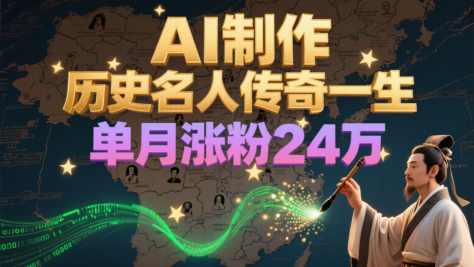 暴力起号！用AI制作历史名人传奇一生，单月涨粉24万，涨粉+变现赛道黑马来了-吾藏分享