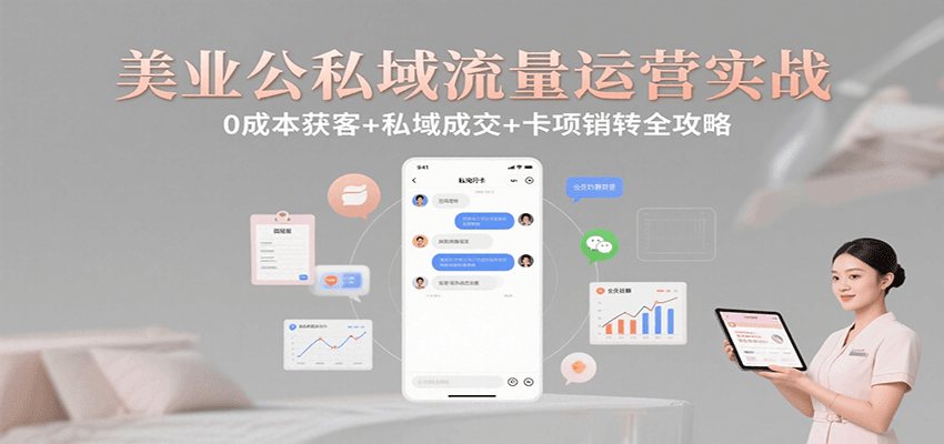 美业公私域流量运营实战：0成本获客+私域成交+卡项销转全攻略-吾藏分享