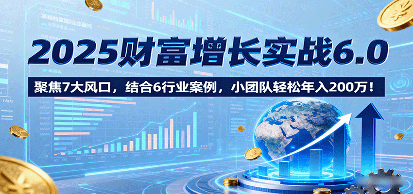 2025财富增长实战6.0，聚焦7大风口，结合6行业案例，小团队轻松年入200万！-吾藏分享