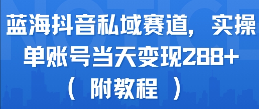 蓝海抖音私域赛道，实操单账号当天变现288+(附教程)-吾藏分享