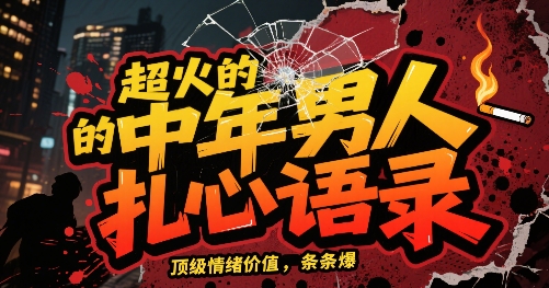 超火的中年男人扎心语录，顶级情绪价值，条条爆，AI操作简单-吾藏分享