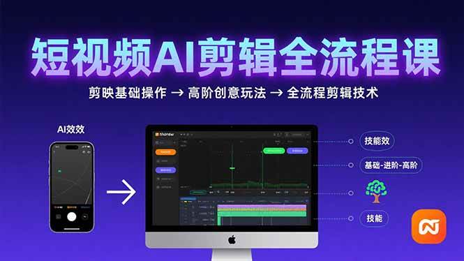 （15647期）短视频AI剪辑技能，从剪映基础操作到高阶创意玩法，全流程剪辑技术-吾藏分享