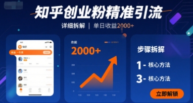知乎创业粉精准引流，详细拆解，单日收益多张-吾藏分享