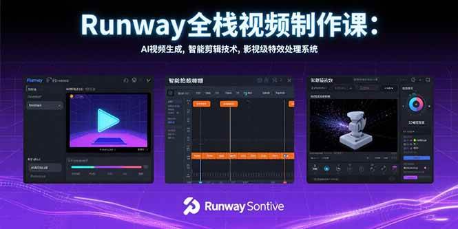（15515期）Runway全栈视频制作课：AI视频生成，智能剪辑技术，影视级特效处理系统-吾藏分享