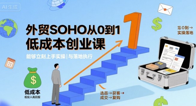 外贸SOHO从0到1低成本创业课，能够立刻上手实操与落地执行-吾藏分享
