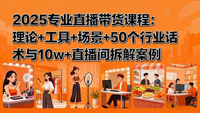 （15988期）2025专业直播带货课程：理论+工具+场景+50个行业话术与10w+直播间拆解案例-吾藏分享