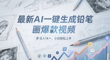 最新AI一键生成铅笔画爆款视频，多平台分发，日 入1k+，小白轻松上手【揭秘】-吾藏分享