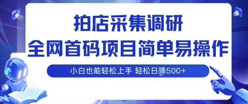拍店采集调研，全网首码项目，简单易操作， 小白也能轻松上手，多账号操作，轻松日入5张【揭秘】-吾藏分享