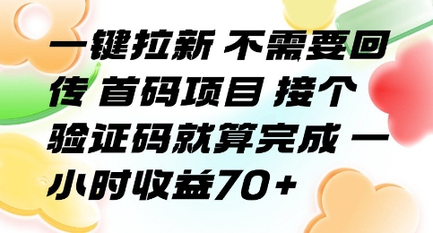 一键拉新 不需要回传 首码项目 接个验证码就算完成 一小时收益70+【揭秘】-吾藏分享