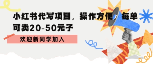 小红书代写项目，操作方便，每单可卖20-50米-吾藏分享