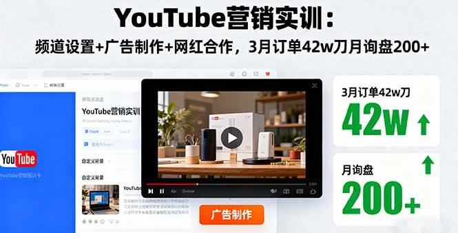 （16107期）YouTube营销实训：频道设置+广告制作+网红合作，3月订单42w刀月询盘200+-吾藏分享