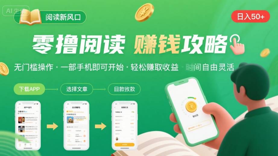零撸阅读新风口，无门槛轻松挣，一部手机，日入 50-3张【揭秘】-吾藏分享