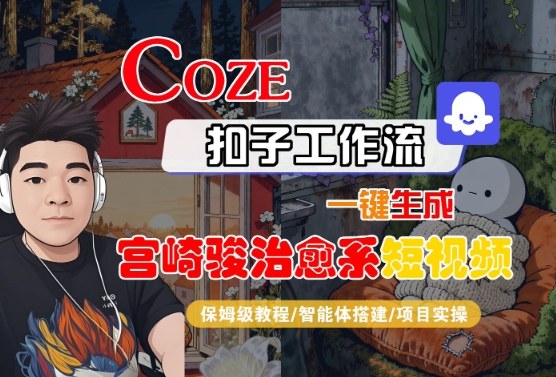Coze扣子智能体工作流一键生成“宫崎骏治愈系“短视频，全流程保姆级教学-吾藏分享