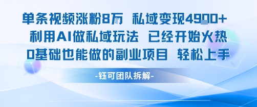 单条视频私域变现4.9k+利用AI做私域玩法 已经开始火热0基础也能做的副业项目轻松上手-吾藏分享