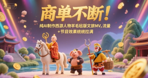 商单不断！纯AI制作西游人物羊毛毡版文旅MV，流量+节目效果统统拉满-吾藏分享