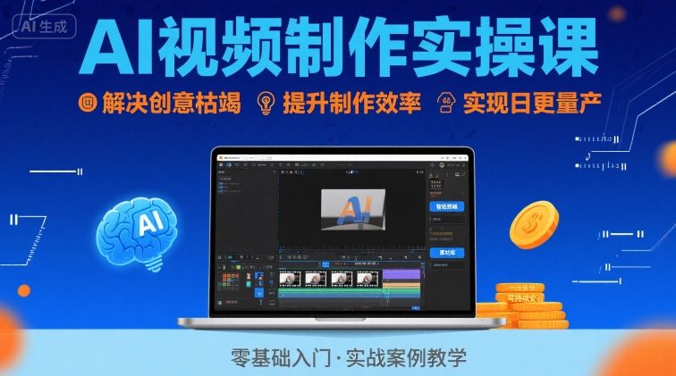 Ai视频制作实操课，解决创意枯竭、效率低下痛点，实现日更量产可持续变现-吾藏分享