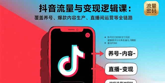 （15824期）抖音流量与变现逻辑课：覆盖养号、爆款内容生产、直播间运营等全链路-吾藏分享