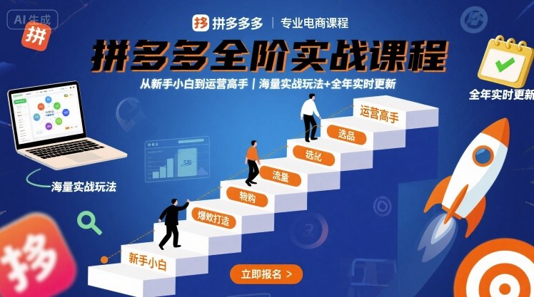 拼多多全阶实战课程，从新手小白到运营高手，海量实战玩法+全年实时更新【2025年9月更新】-吾藏分享