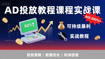 AD投放教程课程实战课，实现广告ROI300%+可持续暴利-吾藏分享