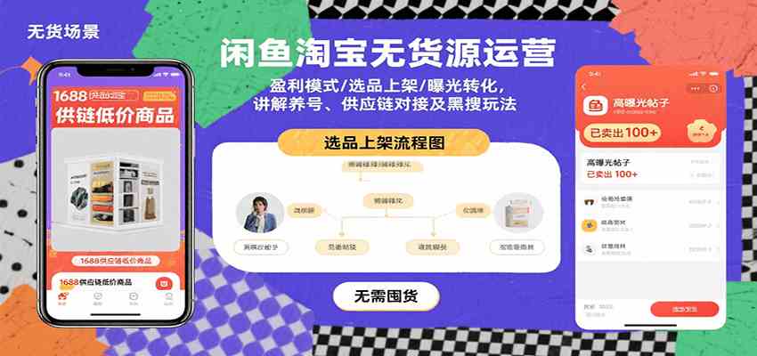 闲鱼淘宝无货源运营：盈利模式/选品上架/曝光转化，讲解养号、供应链对接及黑搜玩法-吾藏分享