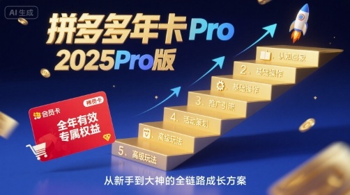 拼多多年卡2025Pro版，五大板块从认知到基础、从推广到活动、从活动到玩法-吾藏分享