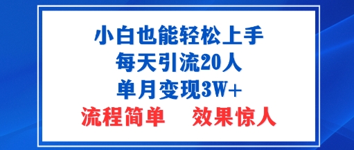 小白也能轻松上手的宝妈项目，每天引流20人，单月变现3W+，流程简单，效果惊人-吾藏分享