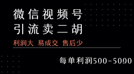 视频号卖二胡教程，利润大 易成交 售后少，一单利润5张+-吾藏分享