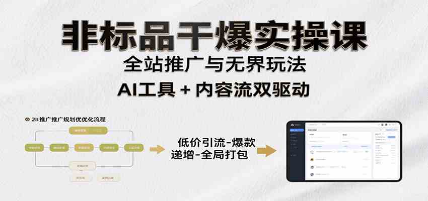 非标品干爆实操课：含多案例及操盘方法，从选品到推广、成交，助力打造爆款实现盈利-吾藏分享