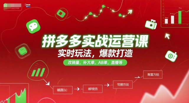 拼多多实战运营课，实时玩法，爆款打造，改销量，补大单，AB单，直播等（更新2025月）-吾藏分享