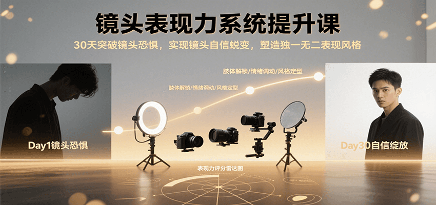 镜头表现力系统提升课，30天突破镜头恐惧实现自信蜕变，塑造独一无二表现风格-吾藏分享