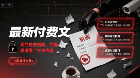 最新付费文：我的这些提醒，的确是透露了太多内幕-吾藏分享