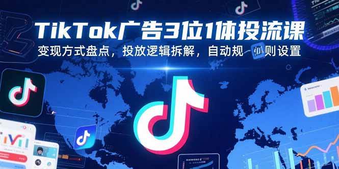 （15460期）TikTok广告3位1体投流课，变现方式盘点，投放逻辑拆解，自动规则设置-吾藏分享