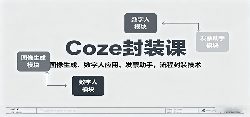 Coze封装课，图像生成、数字人应用、发票助手，流程封装技术-吾藏分享