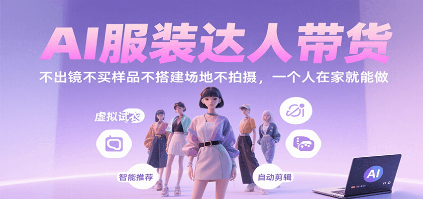 AI服装达人带货，不出镜不买样品不搭建场地不拍摄，一个人在家就能做-吾藏分享