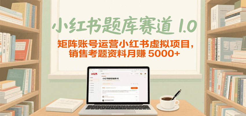 小红书题库赛道1.0，矩阵账号运营小红书虚拟项目，销售行业资格证考题资料月赚5000+-吾藏分享