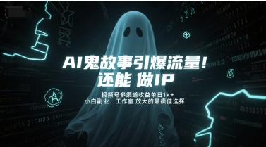AI鬼故事引爆流量，还能做IP，视频号多渠道收益单日1k+，小白副业、工作室放大的最佳选择-渝渝网创