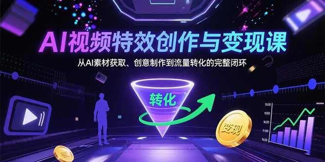 （15587期）AI视频特效创作与变现课：从AI素材获取、创意制作到流量转化的完整闭环-吾藏分享
