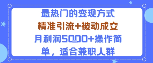 小众赛道玩法：当下最热门的变现方式，精准引流+被动成交月利润5k+操作简单，适合兼职人群-吾藏分享
