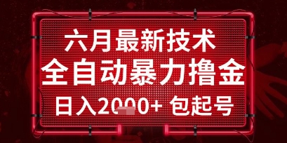 六月最新技术全自动暴力撸金，稳定日入2k+包起号，长期稳定【揭秘】-渝渝网创
