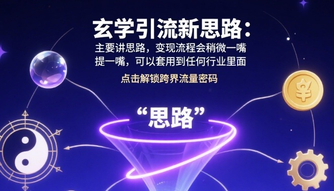 玄学引流新思路：主要讲思路，变现流程会稍微提一嘴，可以套用到任何行业里面-吾藏分享