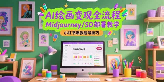 （15324期）AI绘画变现全流程，Midjourney/SD部署教学，小红书爆款起号技巧-吾藏分享