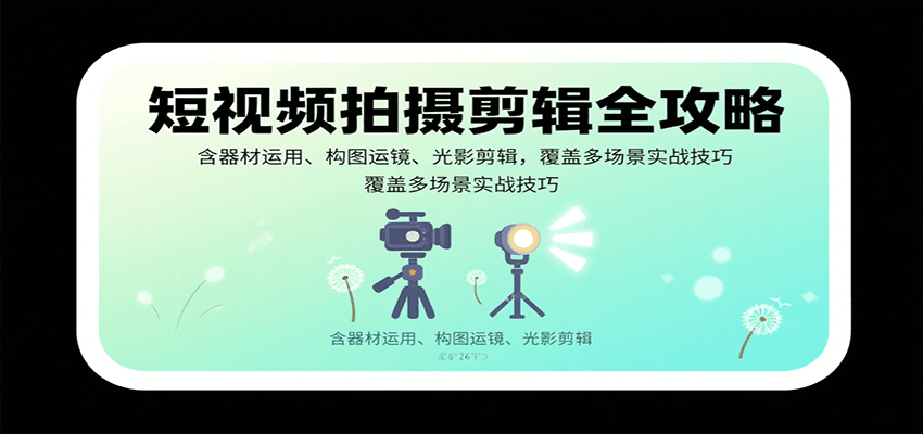 短视频拍摄剪辑全攻略：含器材运用、构图运镜、光影剪辑，覆盖多场景实战技巧-吾藏分享