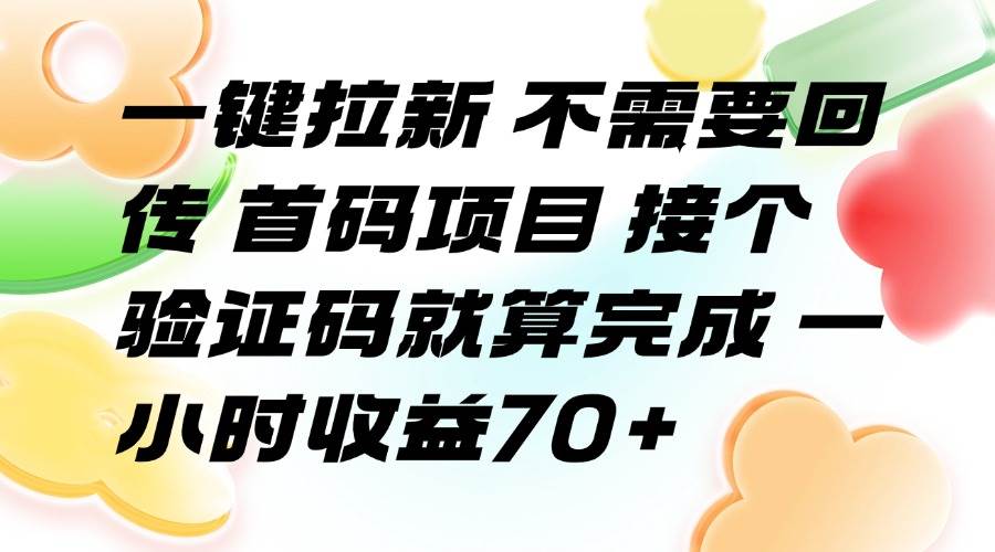 （15588期）一键拉新 不需要回传 首码项目 接个验证码就算完成 一小时收益70+-吾藏分享