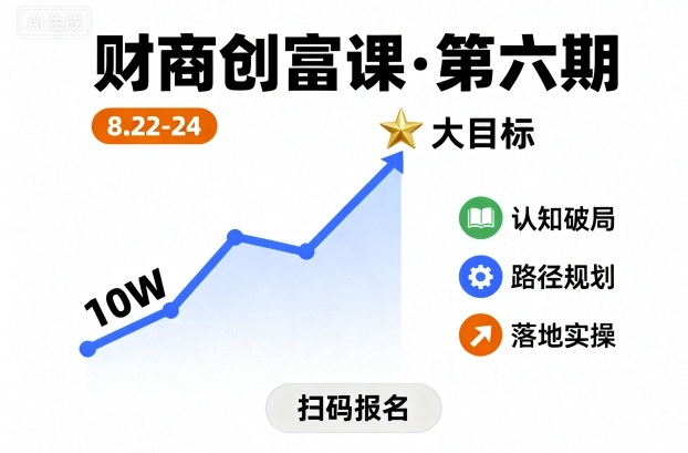 财商创富课第六期8月22-24号，如何从10W起步，一步步实现大目标-吾藏分享