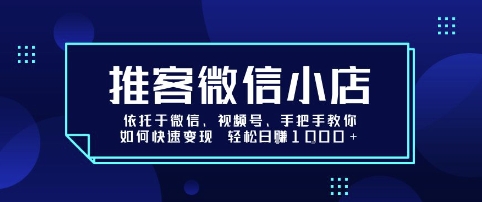 推客微信小店依托于微信、视频号，手把手教你如何快速变现 轻松日入1k+【揭秘】-吾藏分享