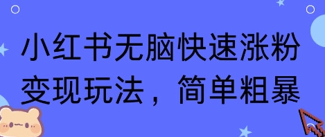小红书无脑快速涨粉变现玩法，简单粗暴-吾藏分享