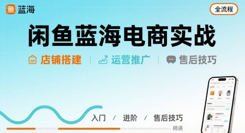 闲鱼蓝海电商实战，店铺搭建运营售后全流程-吾藏分享