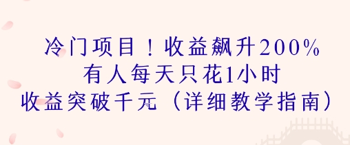 冷门项目！收益飙升200% 有人每天只花1小时 收益突破1k(详细教学指南)-吾藏分享