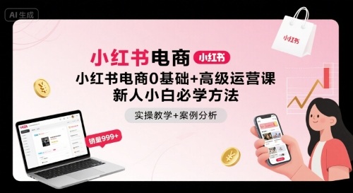 小红书电商0基础+高级运营课，新人小白必学方法，实操教学+案例分析-吾藏分享