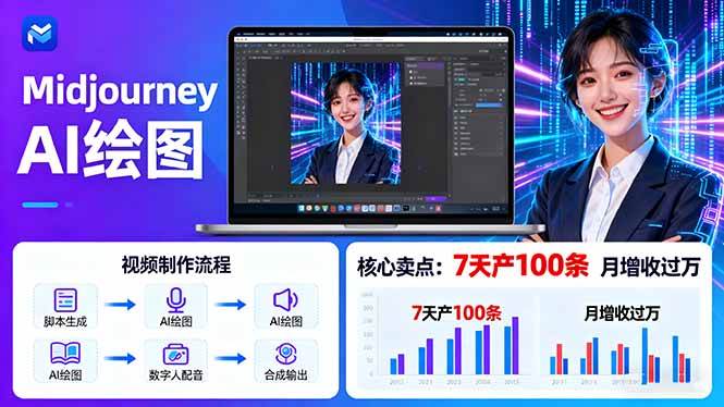 （16049期）AI绘图照片开口说话视频制作：Midjourney+数字人，7天产100条月增收过万-吾藏分享